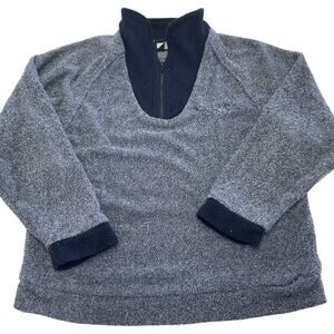 Woolly Threads Sweater Mens Medium Blue Marled 1/4 Zip Knit Pullover Cotton